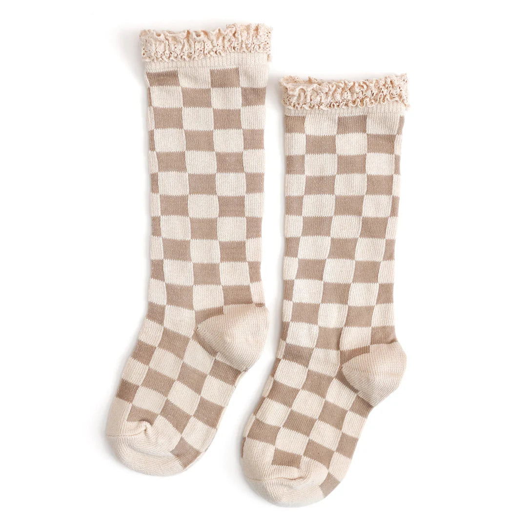 Checkered lace socks